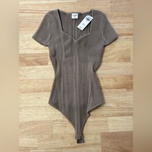 Abercrombie & Fitch Taupe Ribbed Bodysuit